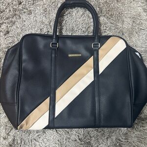 BCBGMaxAzria Black and Cream Faux Leather Handbag